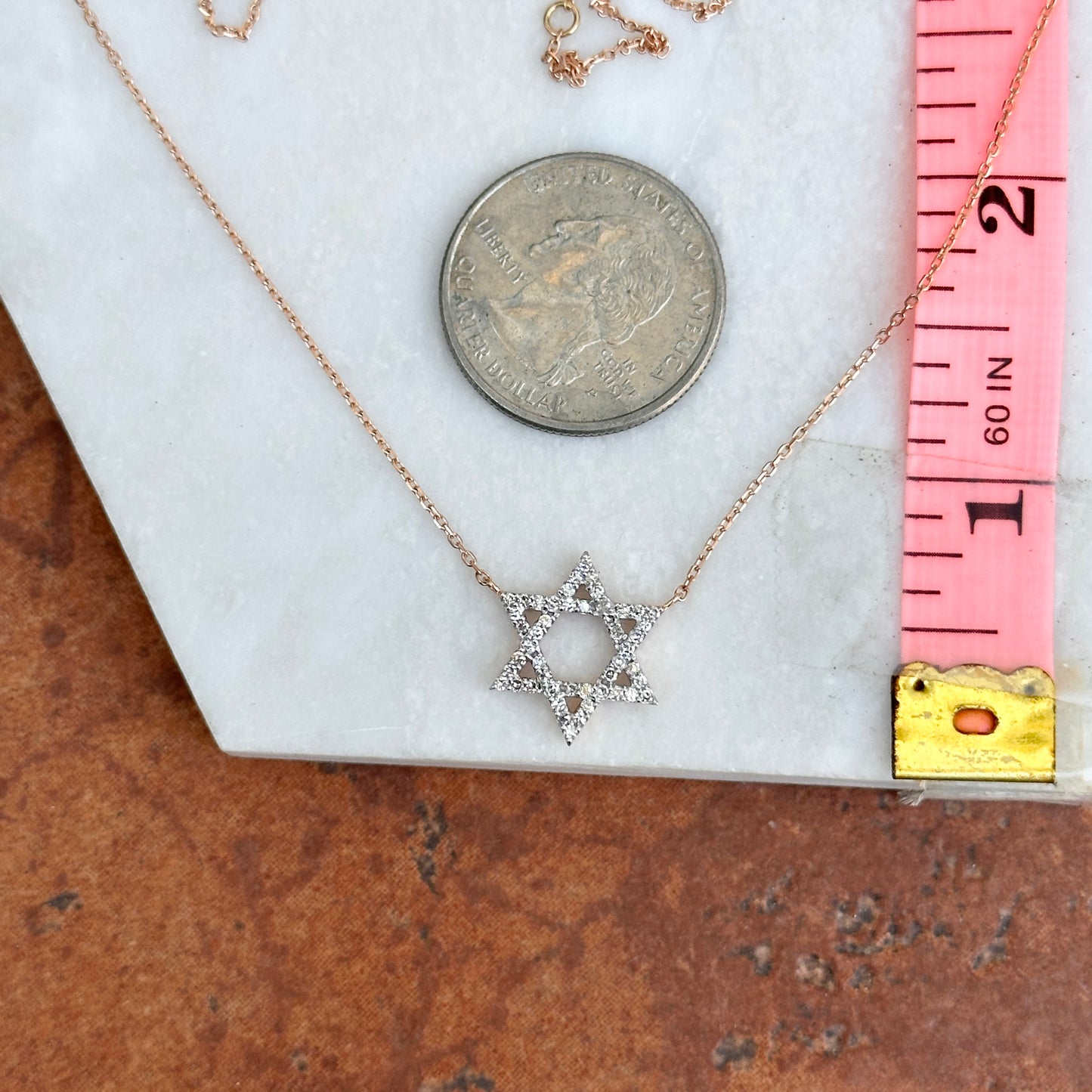 14KT Rose Gold .25 CT Pave Diamond Star of David Necklace