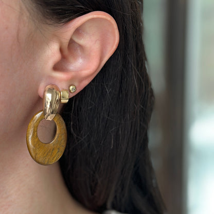 Estate Tigereye Oval Earring Charms - LSJ