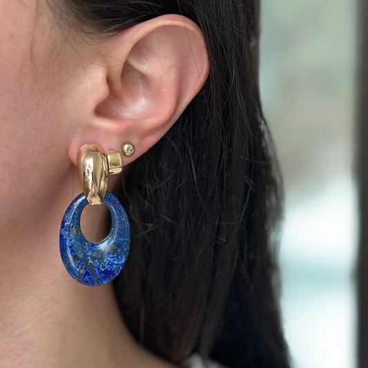 Estate Blue Lapis Oval Earring Charms
