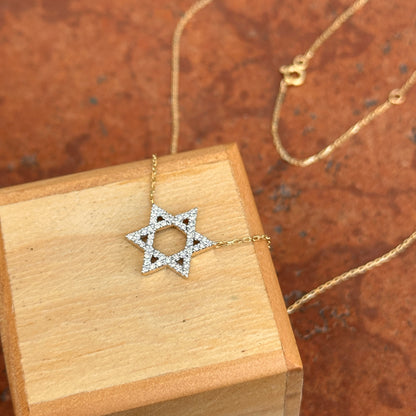 14KT Yellow Gold .25 CT Pave Diamond Star of David Necklace