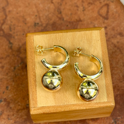 Yellow Gold-Plated Sterling Silver Hoop + Ball Bead Dangle Earrings