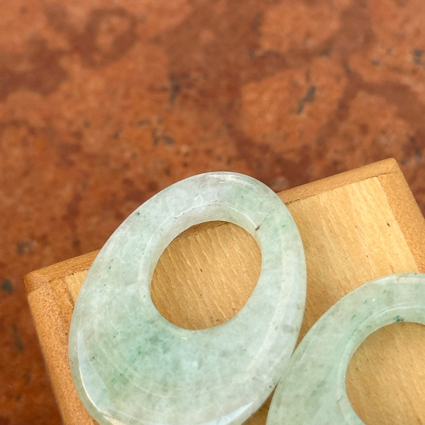 Jadeite Pale Light Green Jade Oval Disc Earring Charms