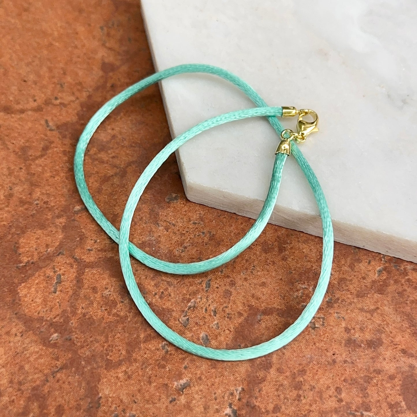 14KT Yellow Gold Turquoise 2.8mm Silk Cord Necklace