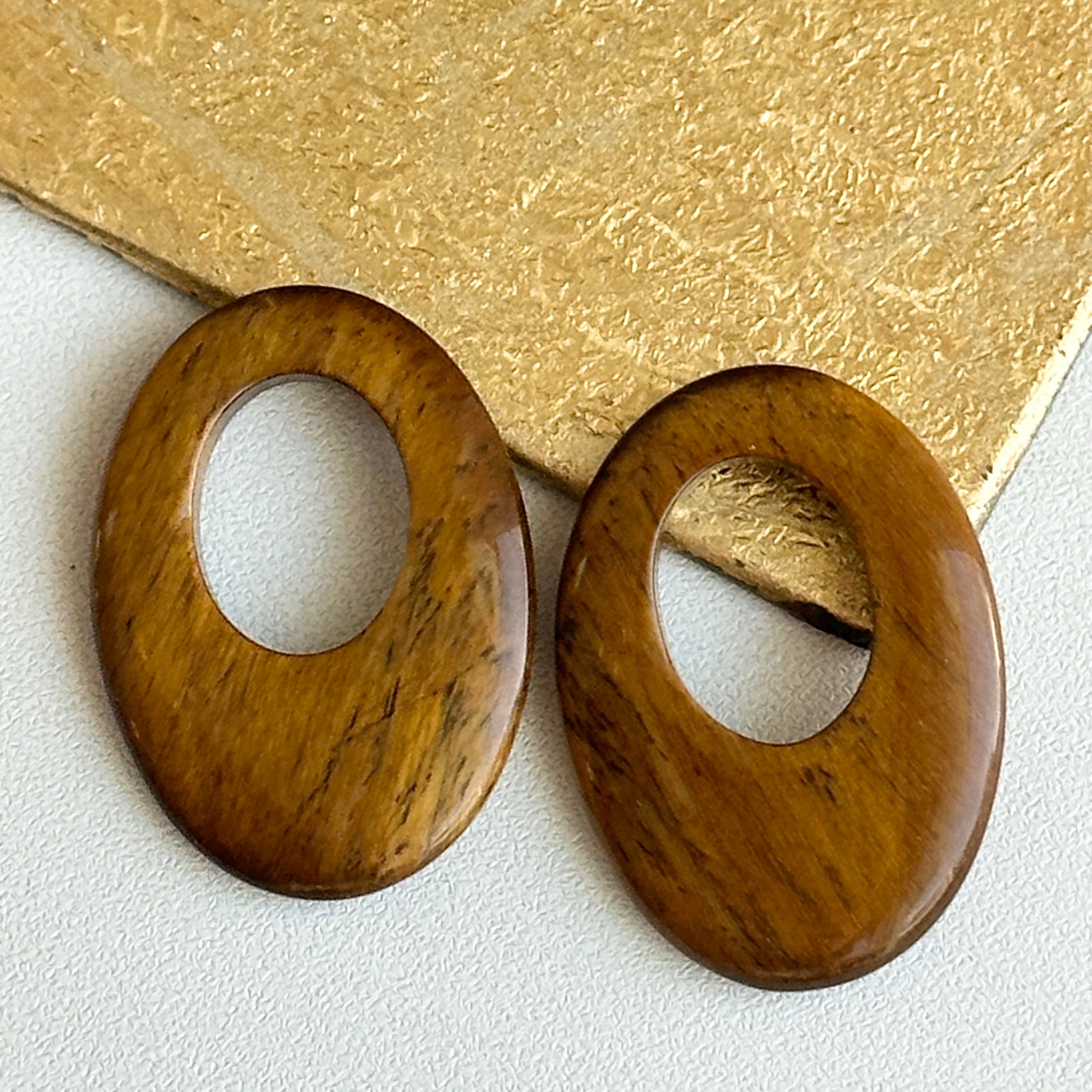 Estate Tigereye Oval Earring Charms - LSJ