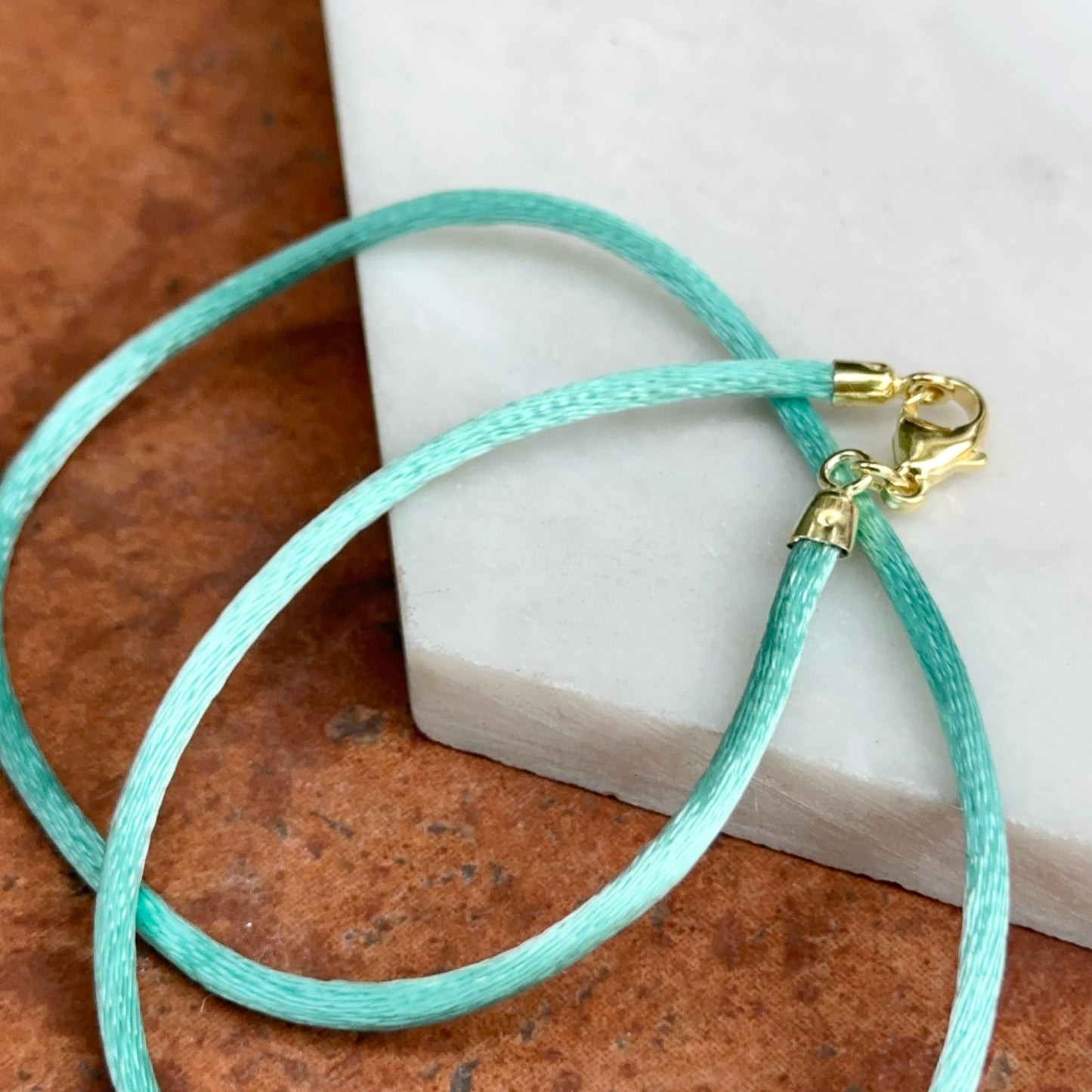 14KT Yellow Gold Turquoise 2.8mm Silk Cord Necklace