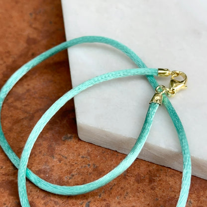 14KT Yellow Gold Turquoise 2.8mm Silk Cord Necklace