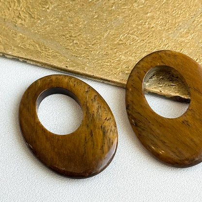 Estate Tigereye Oval Earring Charms - LSJ