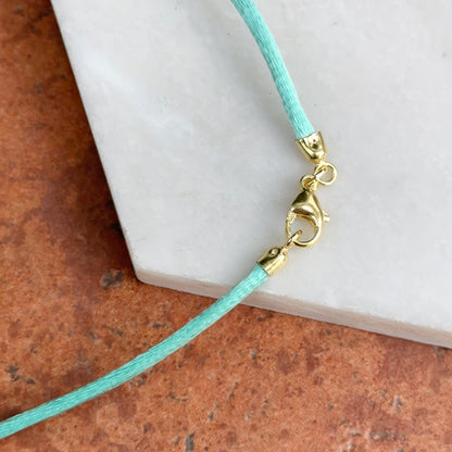 14KT Yellow Gold Turquoise 2.8mm Silk Cord Necklace