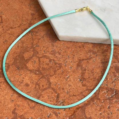 14KT Yellow Gold Turquoise 2.8mm Silk Cord Necklace