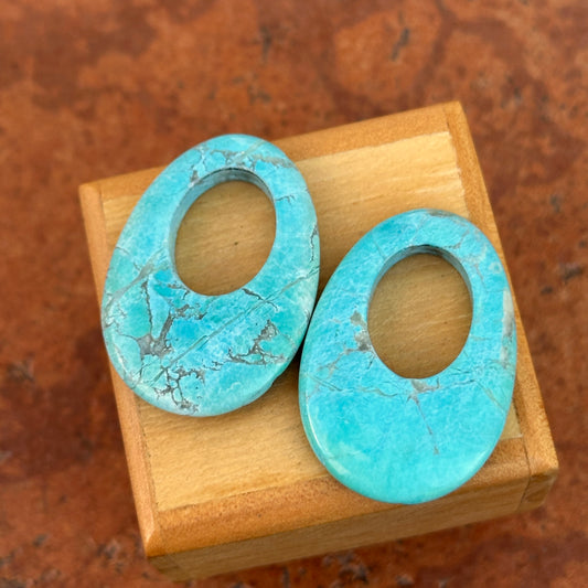 Genuine Dyed Blue Turquoise Howlite Oval Earrings Charms