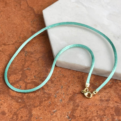 14KT Yellow Gold Turquoise 2.8mm Silk Cord Necklace