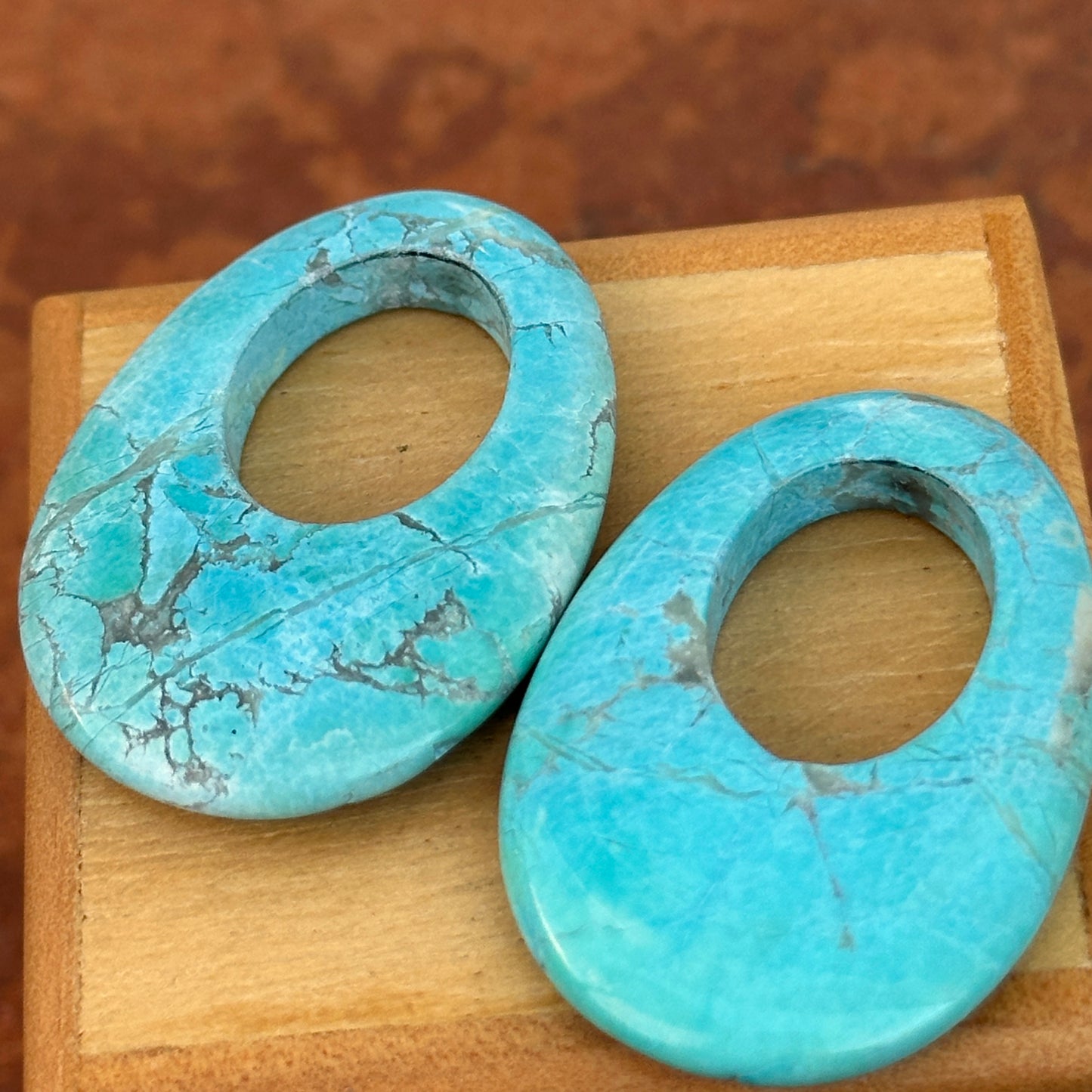 Genuine Dyed Blue Turquoise Howlite Oval Earrings Charms