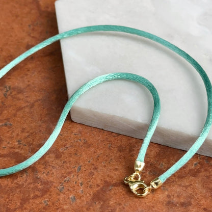 14KT Yellow Gold Turquoise 2.8mm Silk Cord Necklace