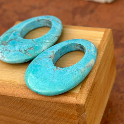 Genuine Dyed Blue Turquoise Howlite Oval Earrings Charms