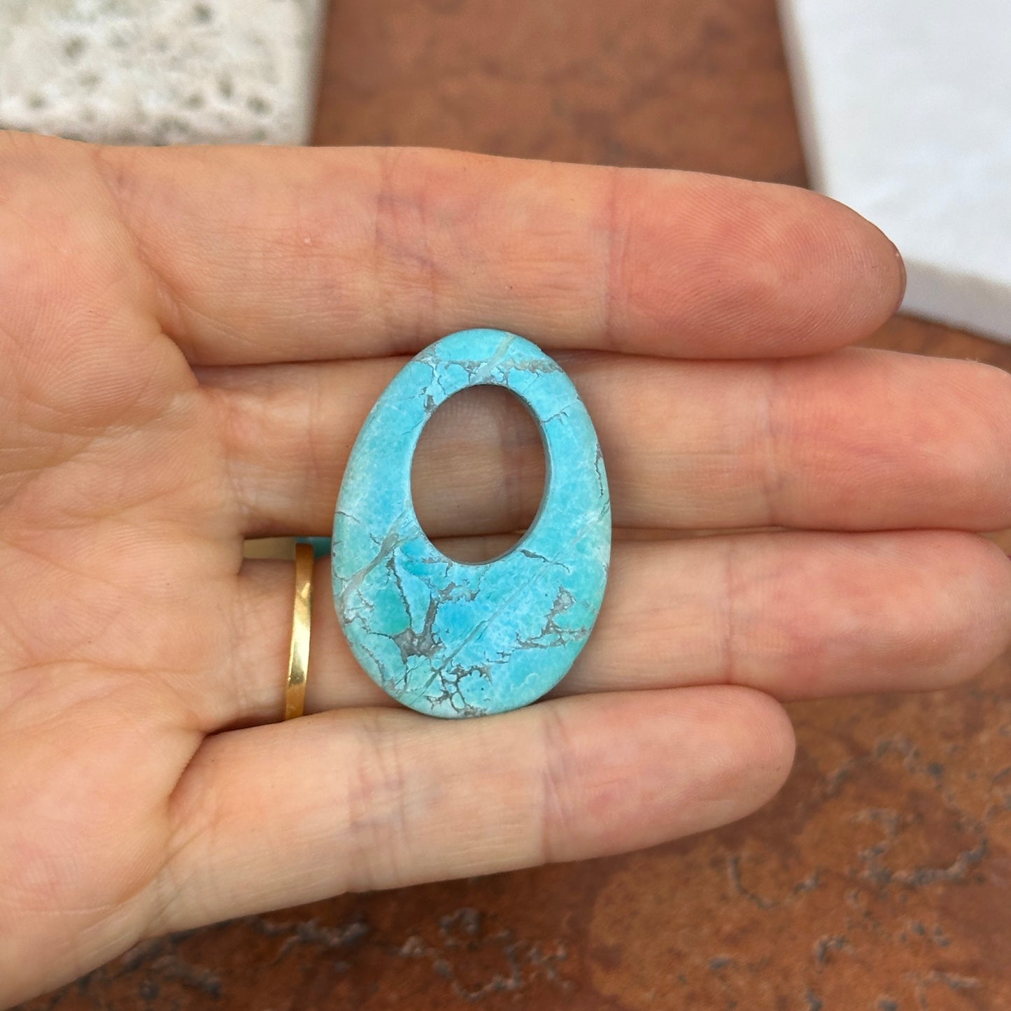 Genuine Dyed Blue Turquoise Howlite Oval Earrings Charms