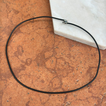 Sterling Silver 1.8mm Black Rubber Cord Choker Necklace 15"