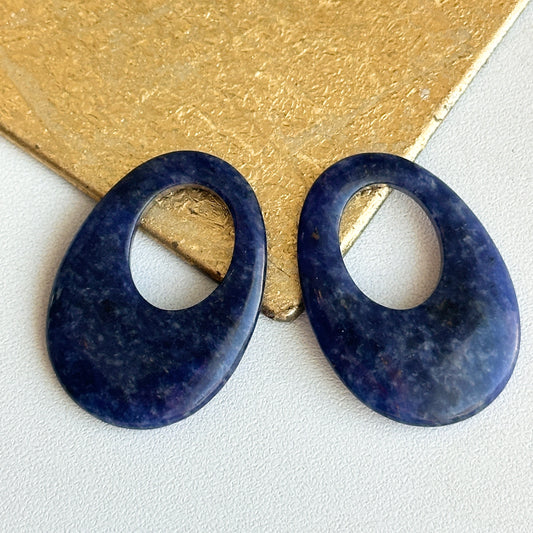 Estate Dark Blue Sodalite Oval Earring Charms PAIR