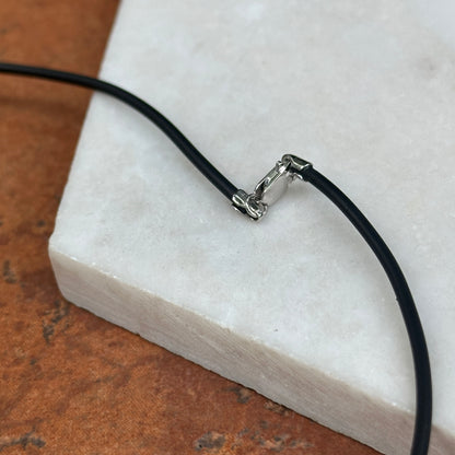 Sterling Silver 1.8mm Black Rubber Cord Choker Necklace 15"