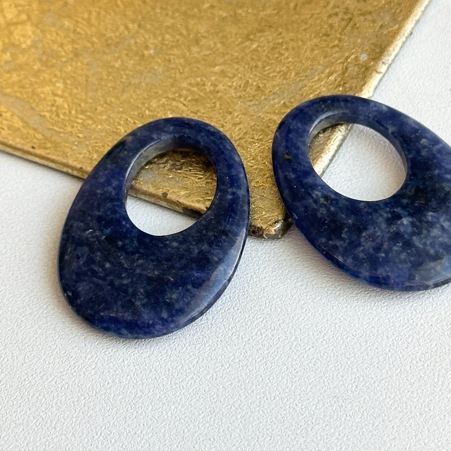 Estate Dark Blue Sodalite Oval Earring Charms PAIR