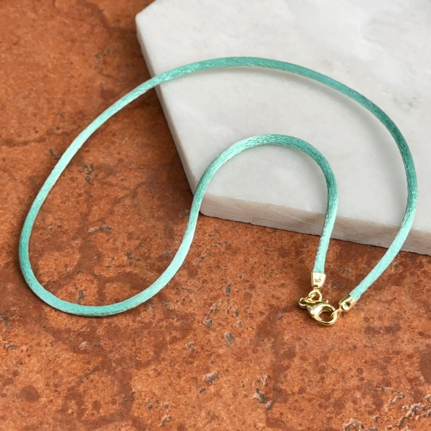 14KT Yellow Gold Turquoise 2.8mm Silk Cord Necklace