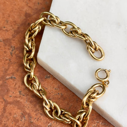 Estate 18KT Yellow Gold Woven Oval Links Chain Bracelet