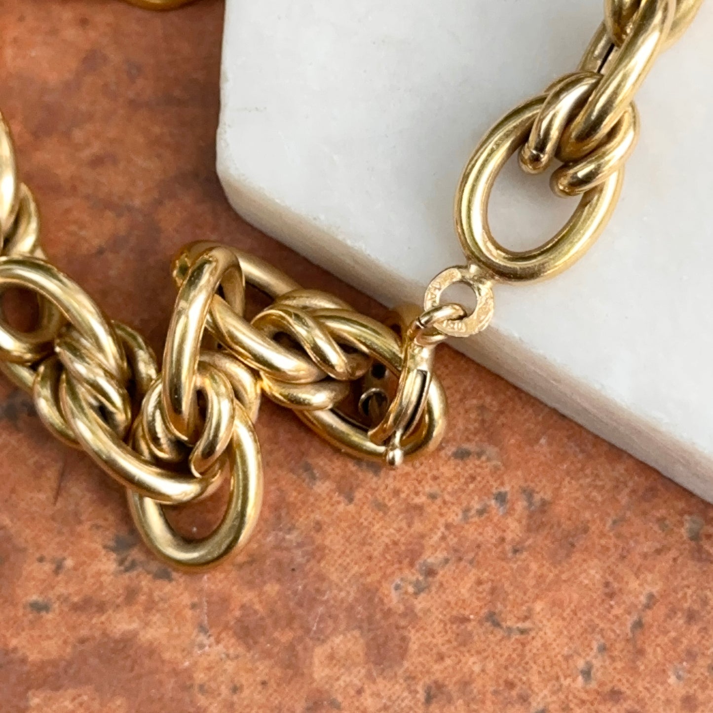 Estate 18KT Yellow Gold Woven Oval Links Chain Bracelet