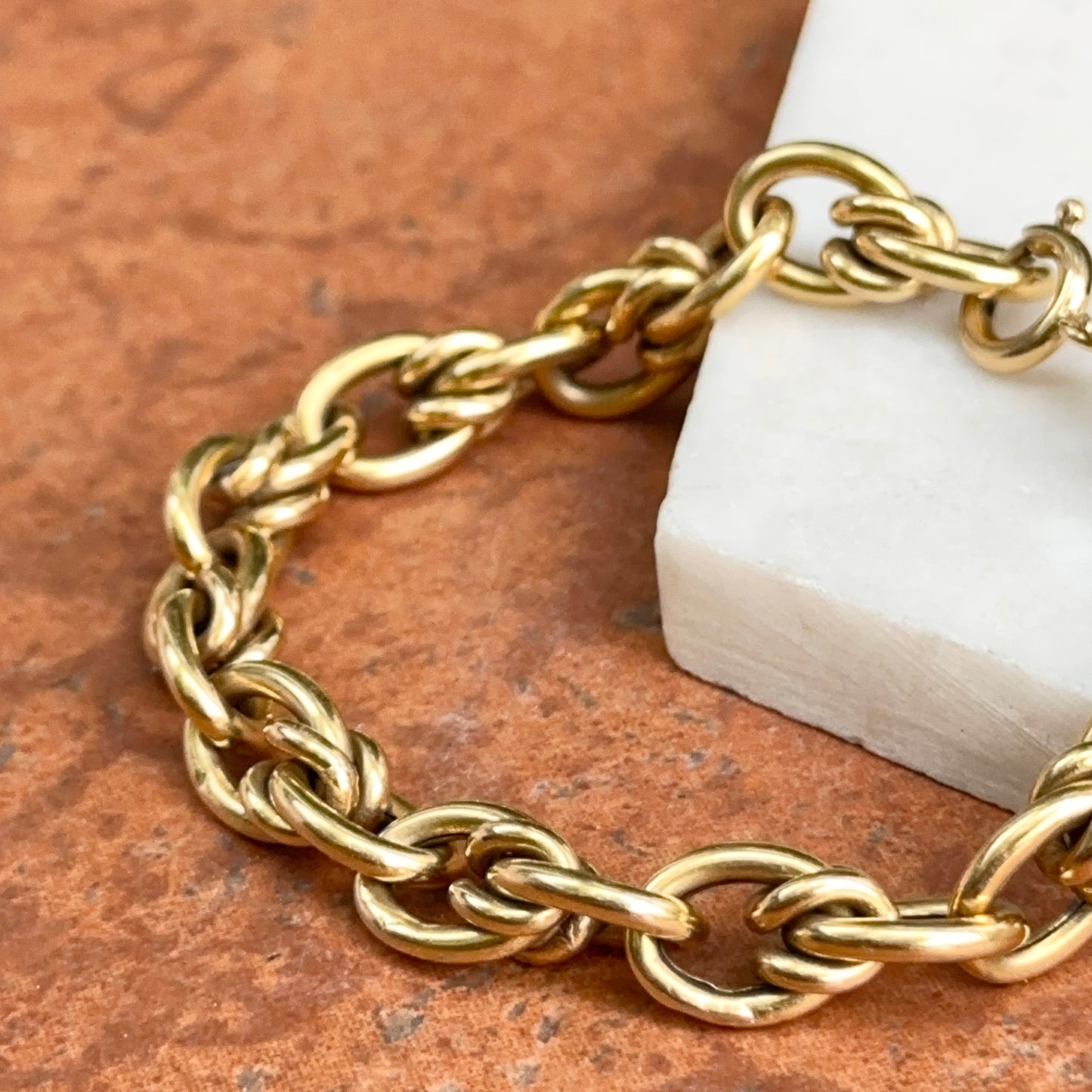 Estate 18KT Yellow Gold Woven Oval Links Chain Bracelet