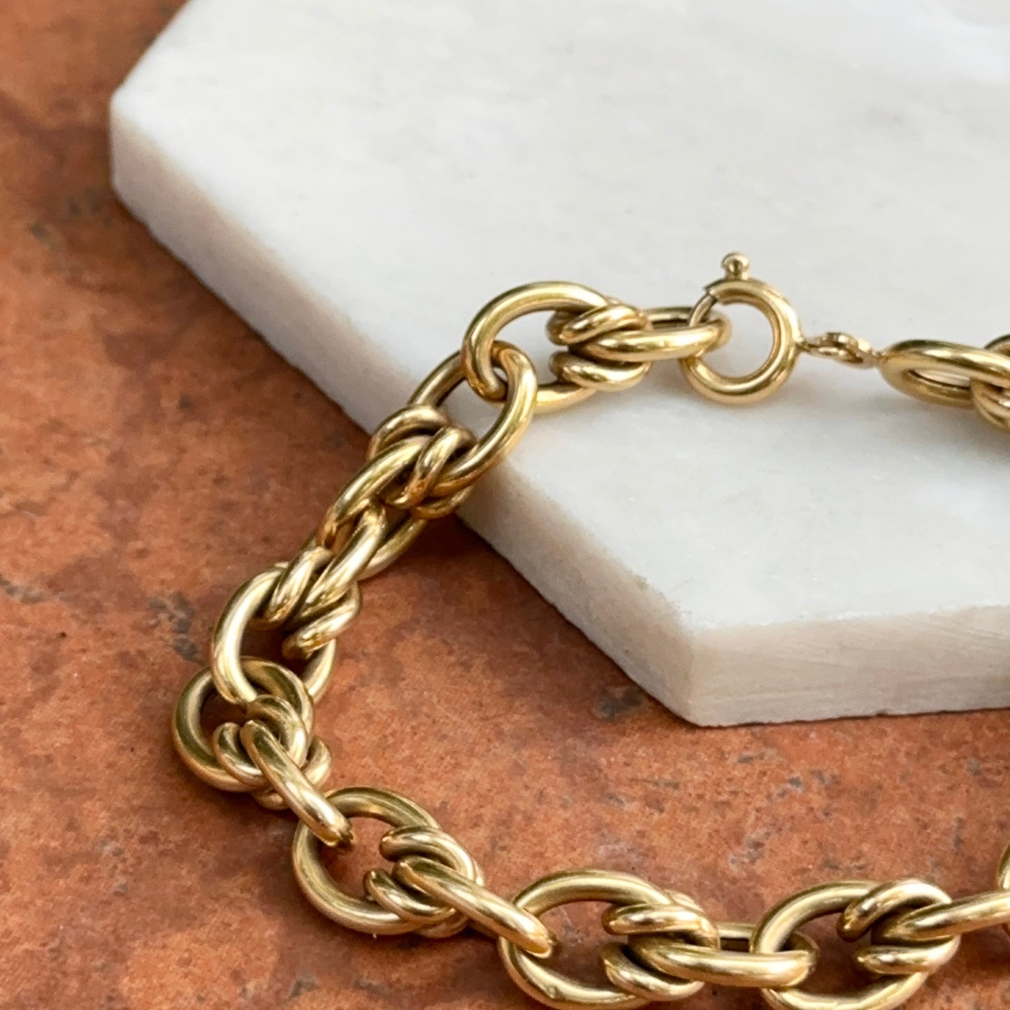 Estate 18KT Yellow Gold Woven Oval Links Chain Bracelet