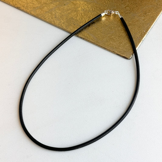 Sterling Silver 3mm Black Leather Cord Necklace - LSJ