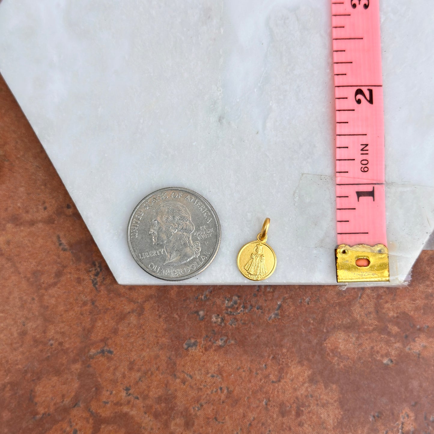18KT Yellow Gold Matte Child of Prague Pendant Charm 10mm