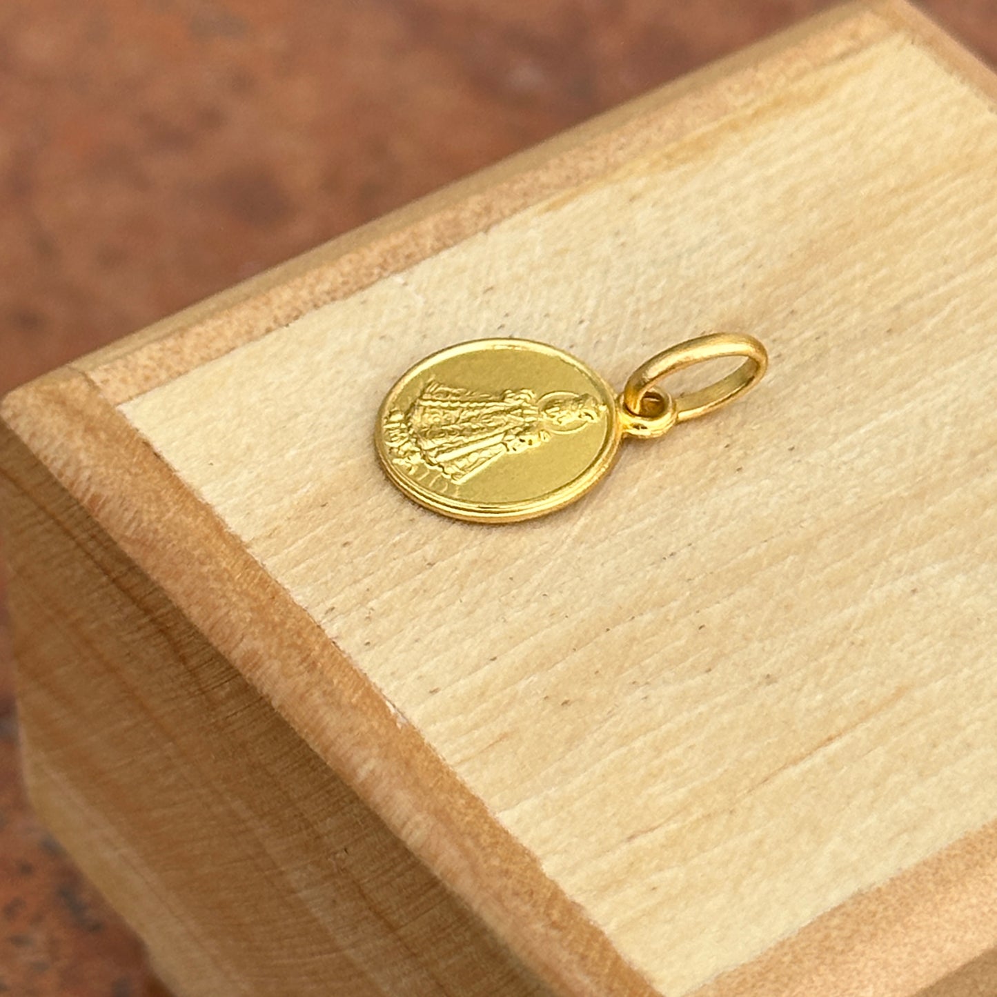 18KT Yellow Gold Matte Child of Prague Pendant Charm 10mm