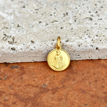 18KT Yellow Gold Matte Child of Prague Pendant Charm 10mm