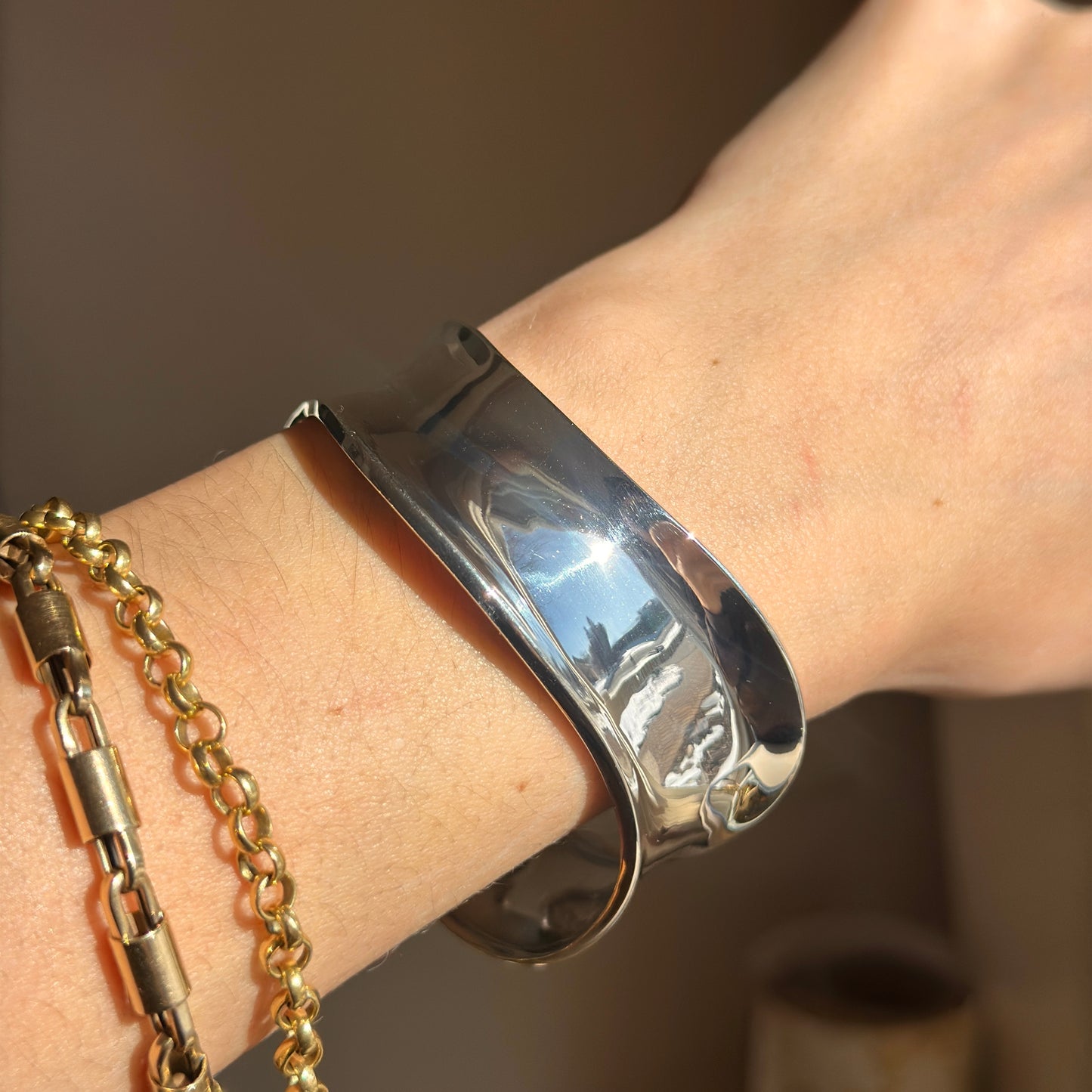 Sterling Silver Wavy Tapered Open-Ended Cuff Bracelet