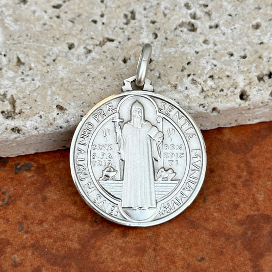 Sterling Silver St Benedict Reversible Pendant 25mm