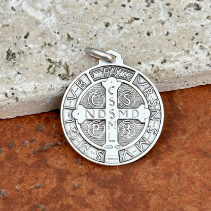 Sterling Silver St Benedict Reversible Pendant 25mm
