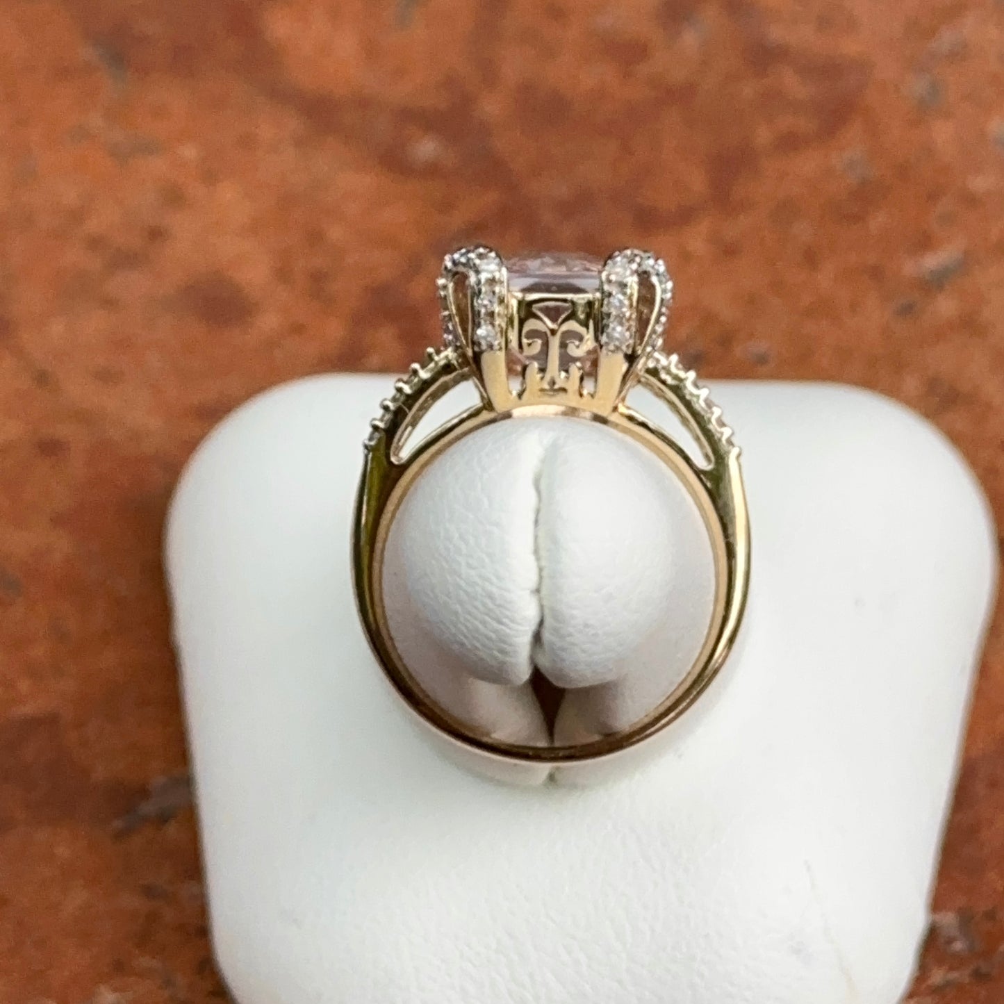Estate 10KT Yellow Gold Cushion Amethyst + Diamond Ring
