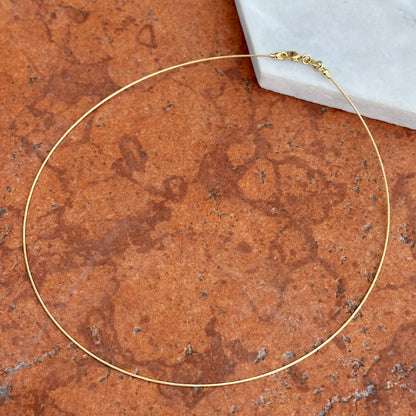 18KT Yellow Gold .70mm Cable Neck Wire Necklace - LSJ