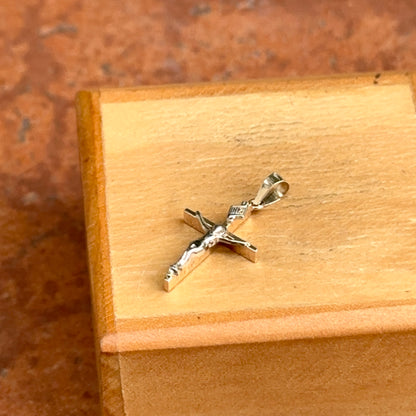 Estate 14KT Yellow and White Gold 2D Crucifix Pendant Charm