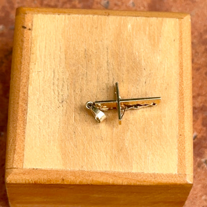 Estate 14KT Yellow and White Gold 2D Crucifix Pendant Charm