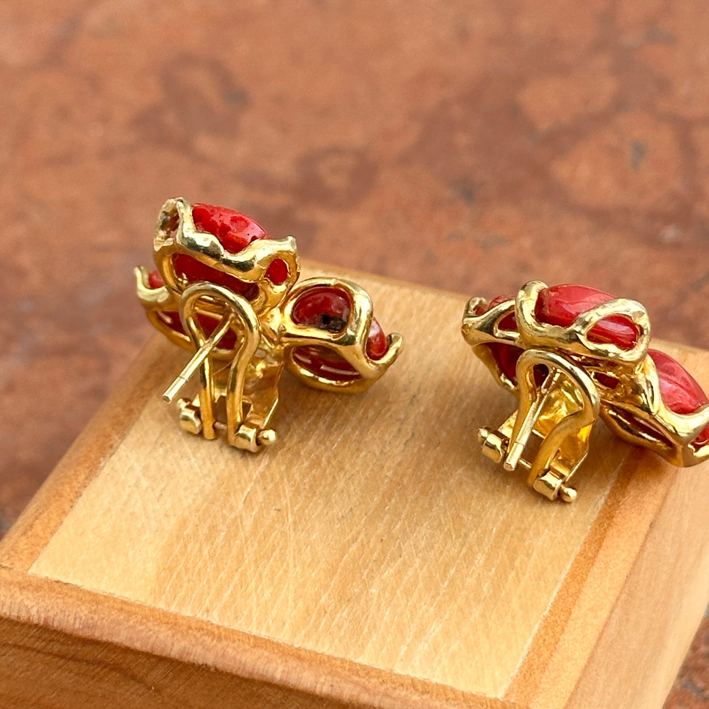 Sterling Silver Yellow-Plated Coral Wrap Pierced Earrings