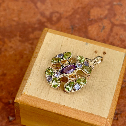 Vintage Estate 14KT Yellow Gold Gemstone Maltese Cross Pendant