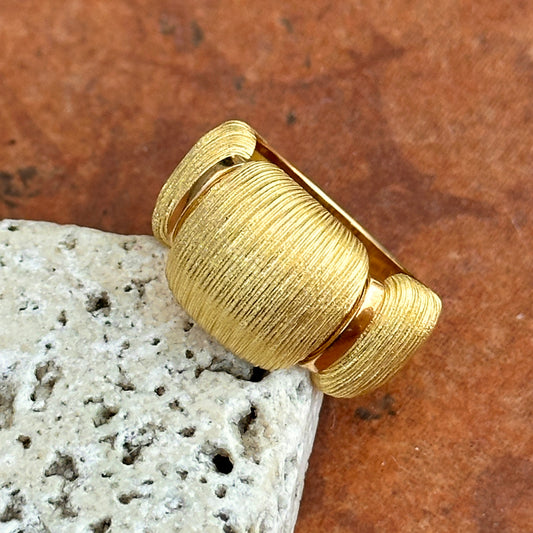18KT Yellow Gold Textured Matte Domed Cigar Band Ring