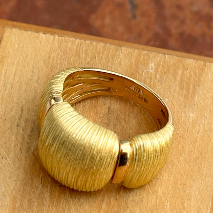 18KT Yellow Gold Textured Matte Domed Cigar Band Ring