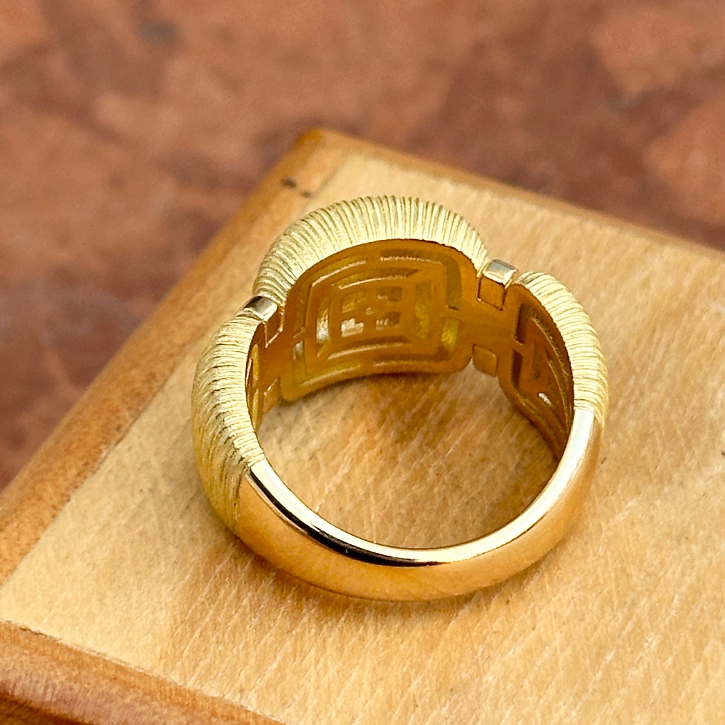 18KT Yellow Gold Textured Matte Domed Cigar Band Ring