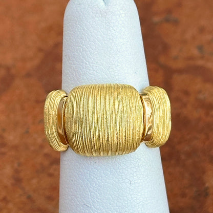 18KT Yellow Gold Textured Matte Domed Cigar Band Ring