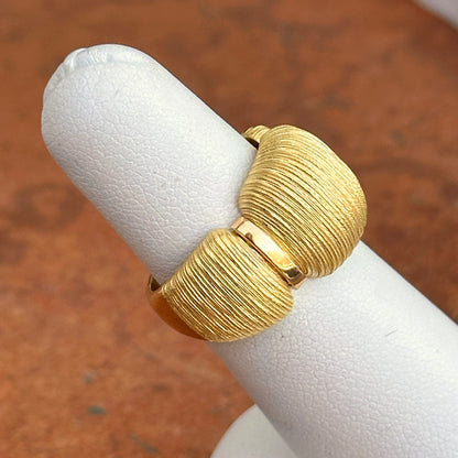 18KT Yellow Gold Textured Matte Domed Cigar Band Ring