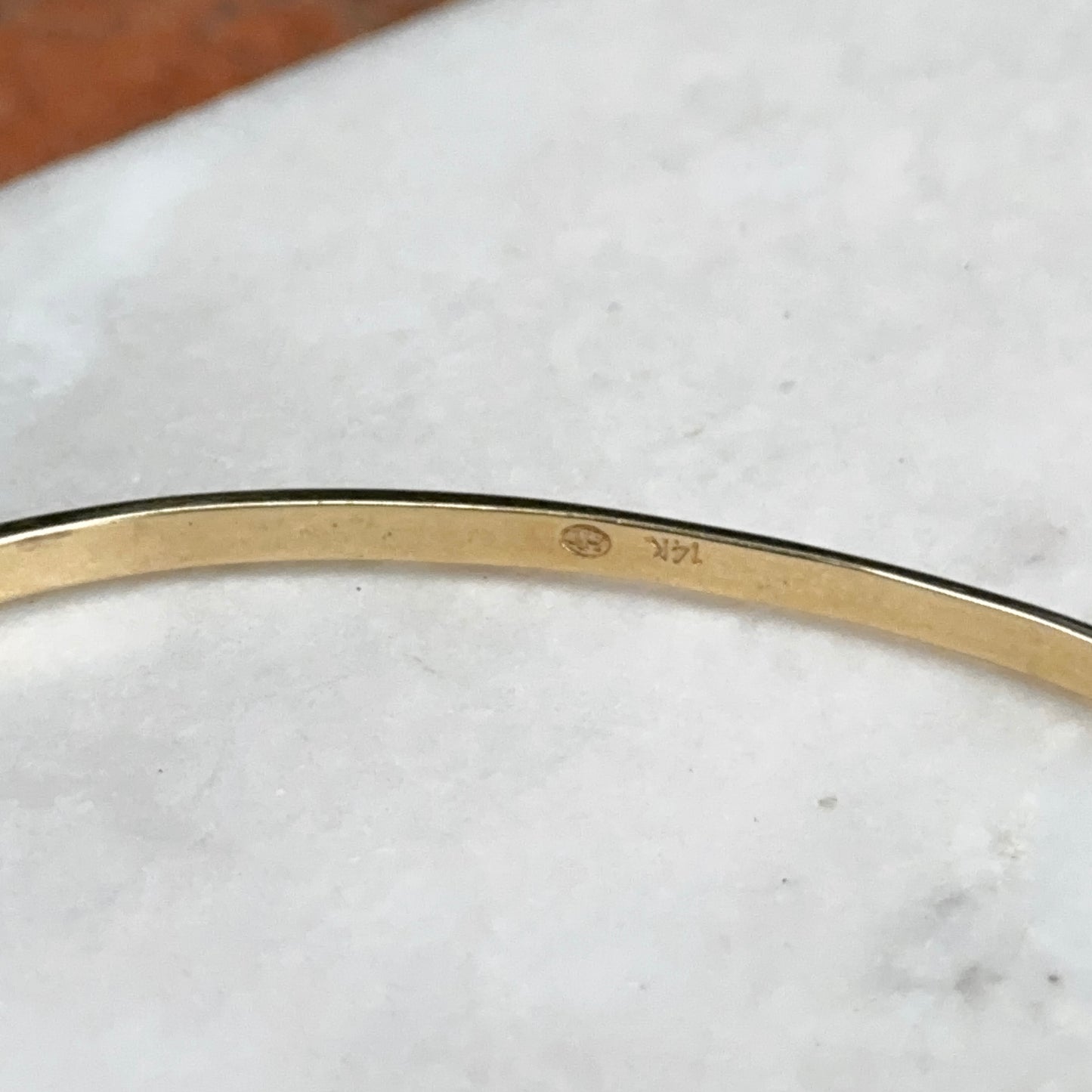 Estate 14KT Yellow Gold Channel Ruby + Diamaond Bangle Bracelet