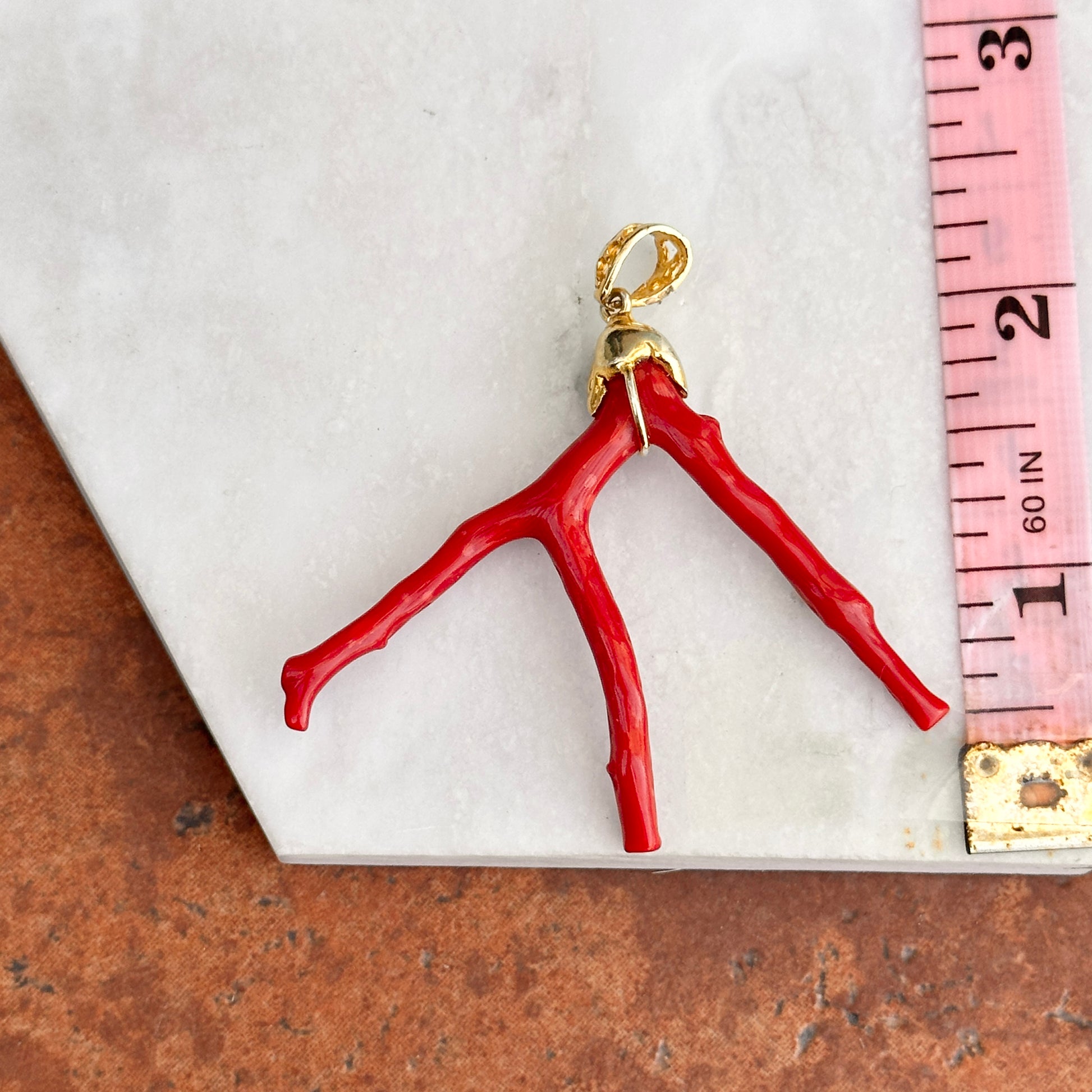 Yellow Gold-Plated Free Form Coral Large Unique Pendant - LSJ