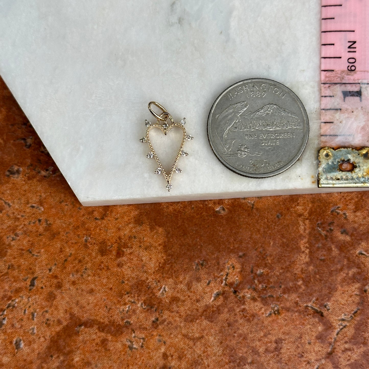 14KT Yellow Gold Diamond Elongated Heart Pendant