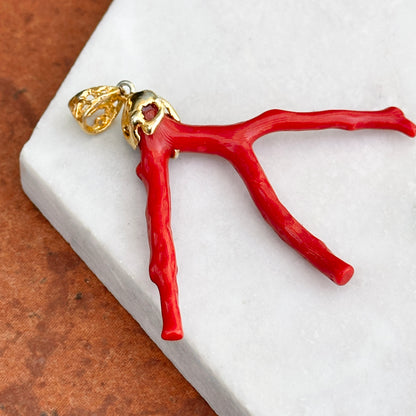 Yellow Gold-Plated Free Form Coral Large Unique Pendant - LSJ